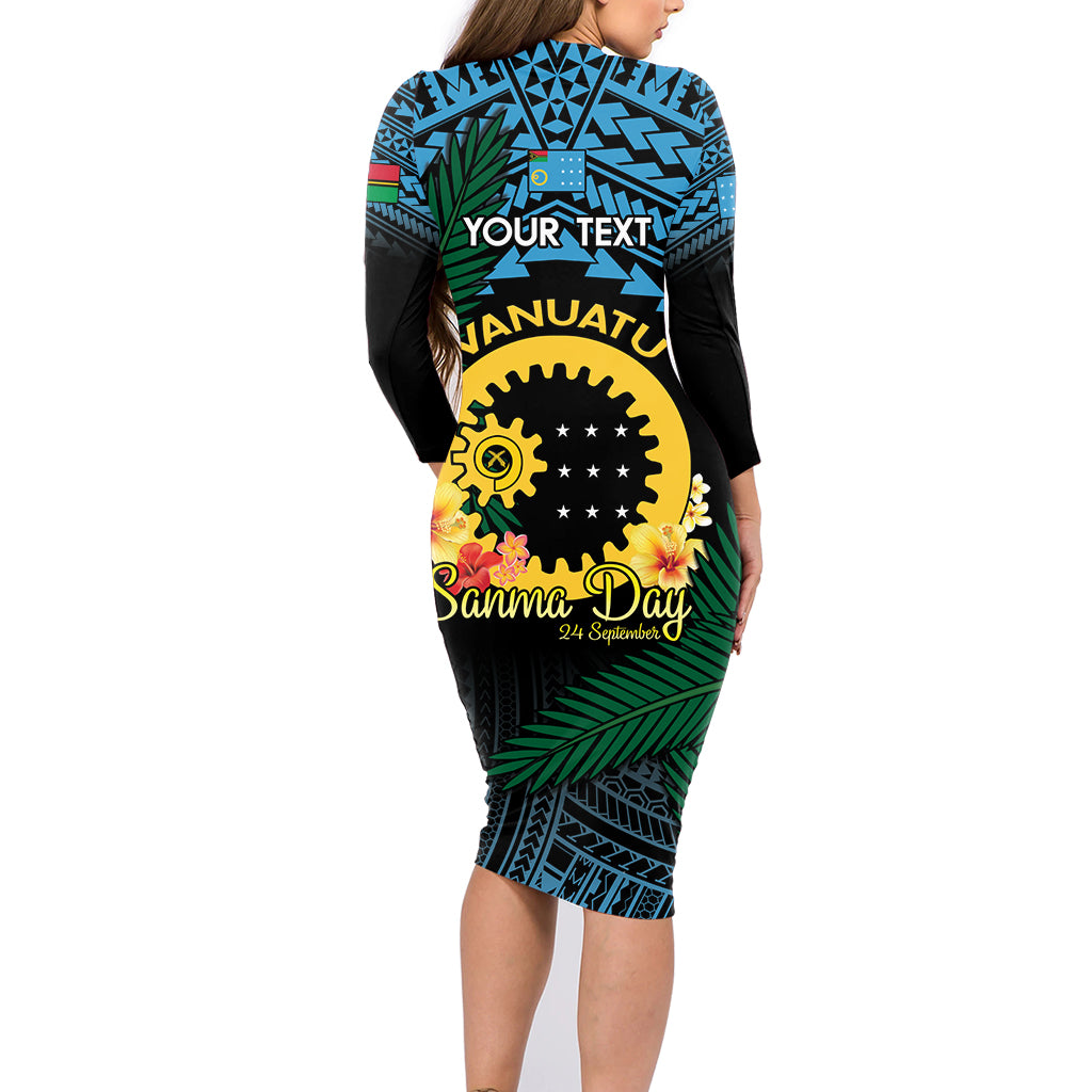Personalised Sanma Day Family Matching Long Sleeve Bodycon Dress and Hawaiian Shirt Vanuatu Provinces Polynesian Pattern LT14 - Polynesian Pride