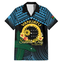 Personalised Sanma Day Family Matching Mermaid Dress and Hawaiian Shirt Vanuatu Provinces Polynesian Pattern LT14 Dad's Shirt - Short Sleeve Black - Polynesian Pride