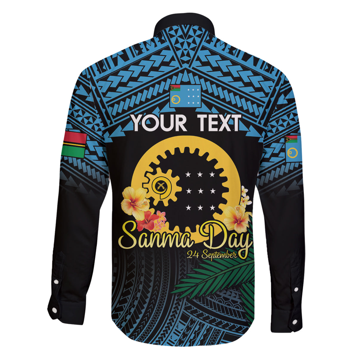Personalised Sanma Day Family Matching Off The Shoulder Long Sleeve Dress and Hawaiian Shirt Vanuatu Provinces Polynesian Pattern LT14 - Polynesian Pride