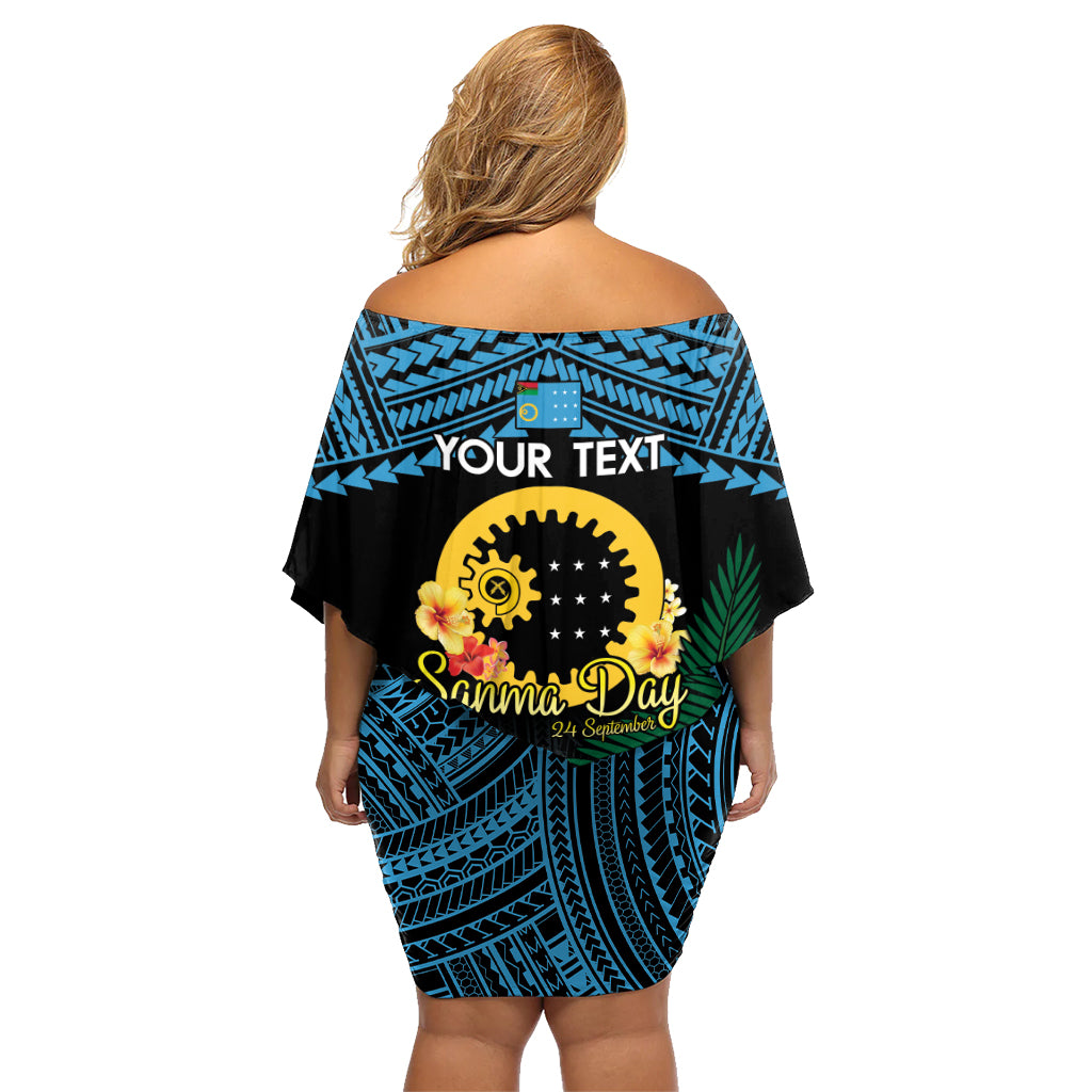 Personalised Sanma Day Family Matching Off Shoulder Short Dress and Hawaiian Shirt Vanuatu Provinces Polynesian Pattern LT14 - Polynesian Pride
