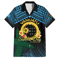 Personalised Sanma Day Family Matching Short Sleeve Bodycon Dress and Hawaiian Shirt Vanuatu Provinces Polynesian Pattern LT14 Dad's Shirt - Short Sleeve Black - Polynesian Pride