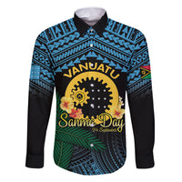 Personalised Sanma Day Family Matching Tank Maxi Dress and Hawaiian Shirt Vanuatu Provinces Polynesian Pattern LT14 Dad's Shirt - Long Sleeve Black - Polynesian Pride