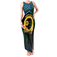 Personalised Sanma Day Family Matching Tank Maxi Dress and Hawaiian Shirt Vanuatu Provinces Polynesian Pattern LT14 Mom's Dress Black - Polynesian Pride