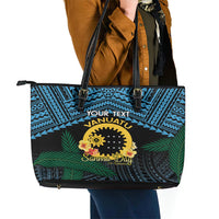 Personalised Sanma Day Leather Tote Bag Vanuatu Provinces Polynesian Pattern