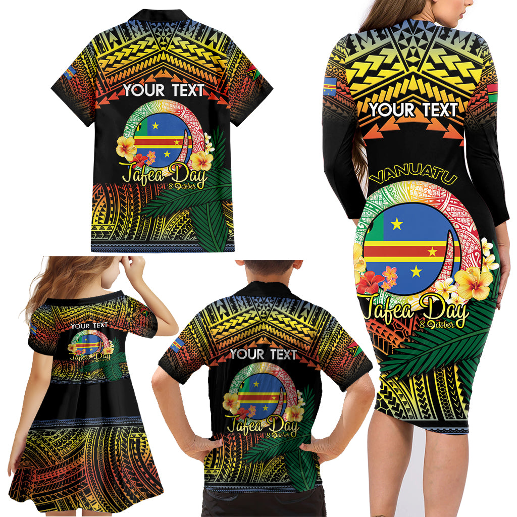 Personalised Tafea Day Family Matching Long Sleeve Bodycon Dress and Hawaiian Shirt Vanuatu Provinces Polynesian Pattern LT14 - Polynesian Pride