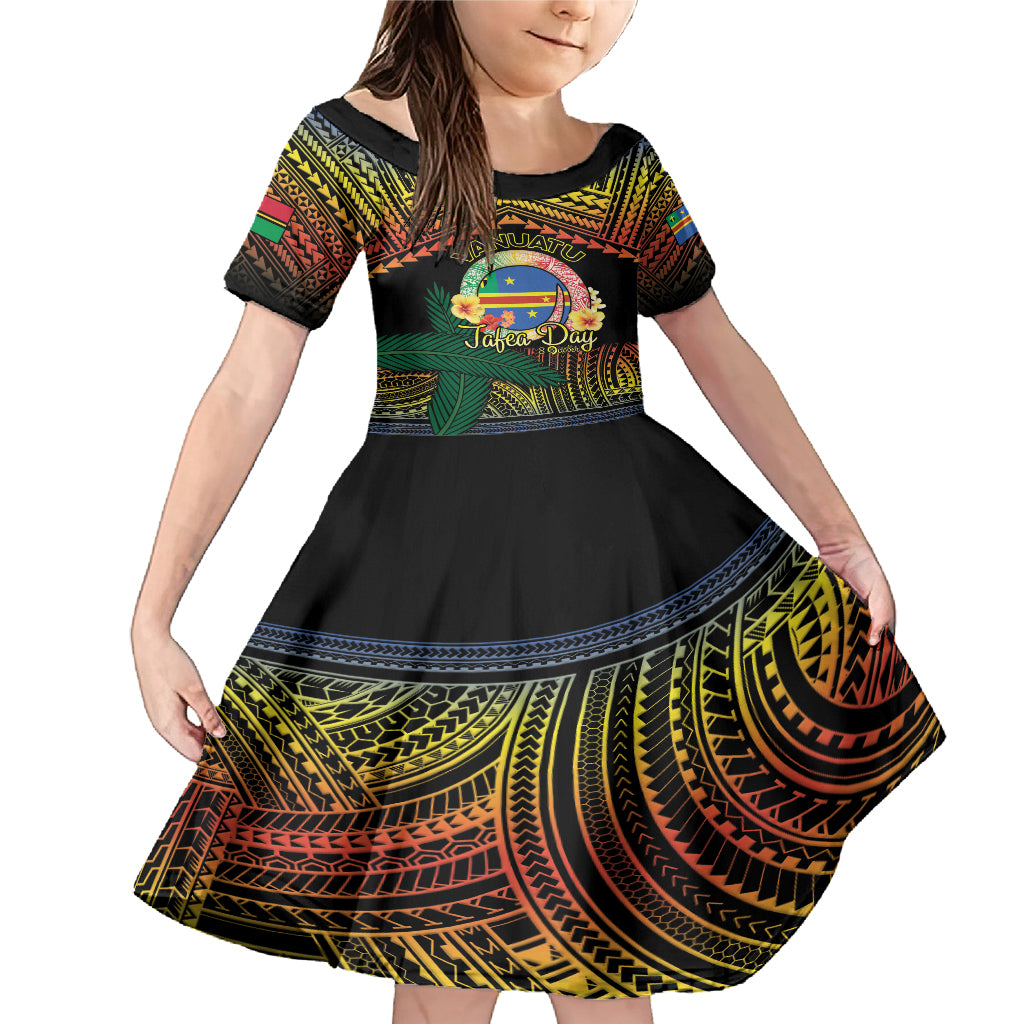 Personalised Tafea Day Family Matching Mermaid Dress and Hawaiian Shirt Vanuatu Provinces Polynesian Pattern LT14 Daughter's Dress Black - Polynesian Pride