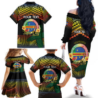 Personalised Tafea Day Family Matching Off The Shoulder Long Sleeve Dress and Hawaiian Shirt Vanuatu Provinces Polynesian Pattern LT14 - Polynesian Pride