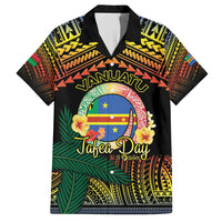 Personalised Tafea Day Family Matching Tank Maxi Dress and Hawaiian Shirt Vanuatu Provinces Polynesian Pattern LT14 Dad's Shirt - Short Sleeve Black - Polynesian Pride