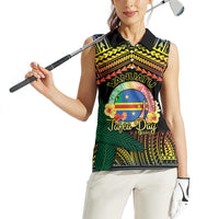 Personalised Tafea Day Women Sleeveless Polo Shirt Vanuatu Provinces Polynesian Pattern LT14 - Polynesian Pride