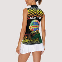 Personalised Tafea Day Women Sleeveless Polo Shirt Vanuatu Provinces Polynesian Pattern LT14 - Polynesian Pride