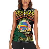 Personalised Tafea Day Women Sleeveless Polo Shirt Vanuatu Provinces Polynesian Pattern LT14 - Polynesian Pride