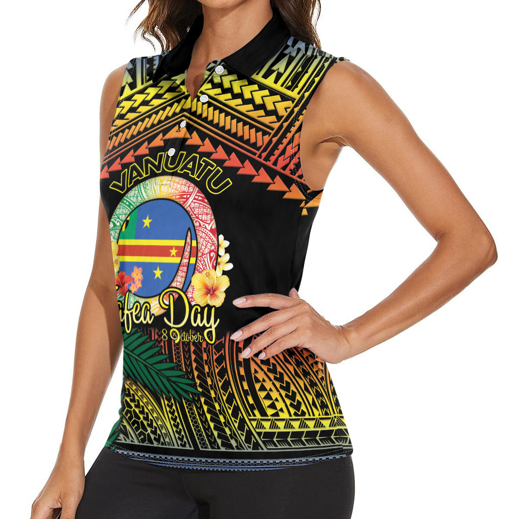 Personalised Tafea Day Women Sleeveless Polo Shirt Vanuatu Provinces Polynesian Pattern LT14 - Polynesian Pride