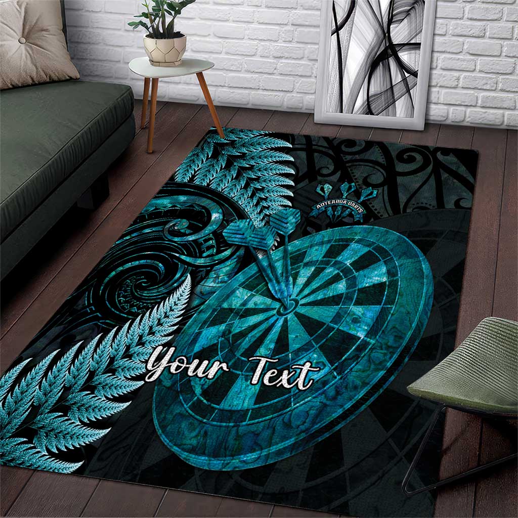 Personalised New Zealand Darts Area Rug Happiness Is A Tight Threesome Maori Paua Shell