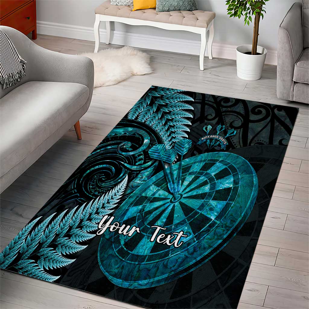 Personalised New Zealand Darts Area Rug Happiness Is A Tight Threesome Maori Paua Shell