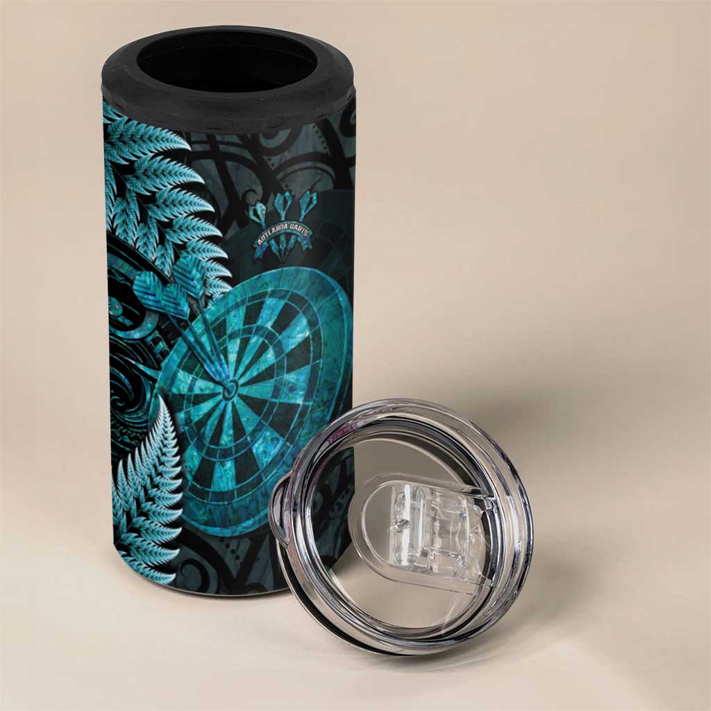 Personalised New Zealand Darts 4 in 1 Can Cooler Tumbler Happiness Is A Tight Threesome Maori Paua Shell LT14 - Polynesian Pride