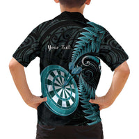 Personalised New Zealand Darts Family Matching Off Shoulder Maxi Dress and Hawaiian Shirt Happiness Is A Tight Threesome Maori Paua Shell LT14 - Polynesian Pride