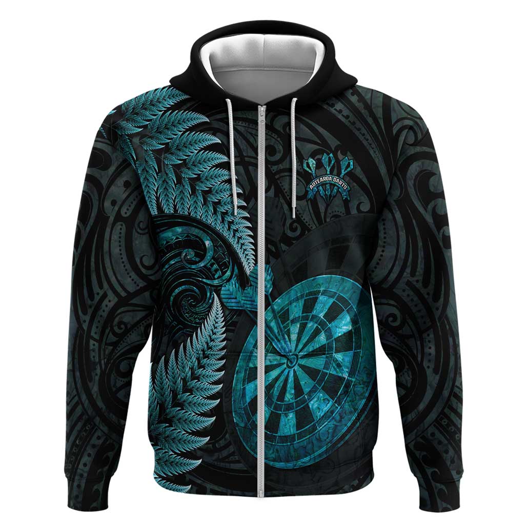 Personalised New Zealand Darts Hoodie Happiness Is A Tight Threesome Maori Paua Shell