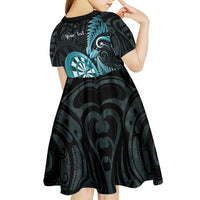 Personalised New Zealand Darts Kid Short Sleeve Dress Happiness Is A Tight Threesome Maori Paua Shell LT14 - Polynesian Pride