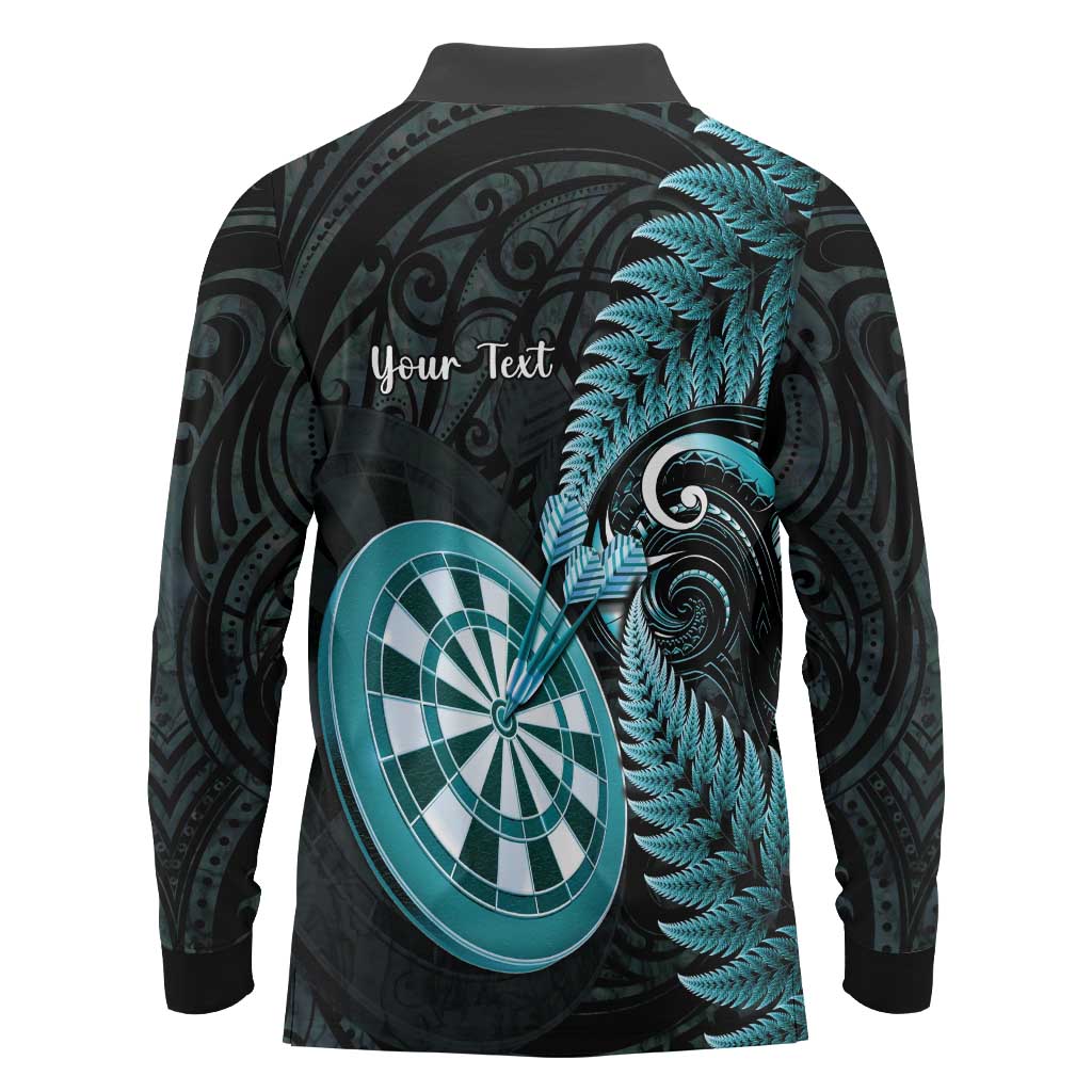 Personalised New Zealand Darts Long Sleeve Polo Shirt Happiness Is A Tight Threesome Maori Paua Shell LT14 - Polynesian Pride