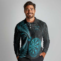 Personalised New Zealand Darts Long Sleeve Polo Shirt Happiness Is A Tight Threesome Maori Paua Shell LT14 - Polynesian Pride