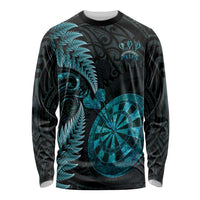 Personalised New Zealand Darts Long Sleeve Shirt Happiness Is A Tight Threesome Maori Paua Shell LT14 Unisex Turquoise - Polynesian Pride
