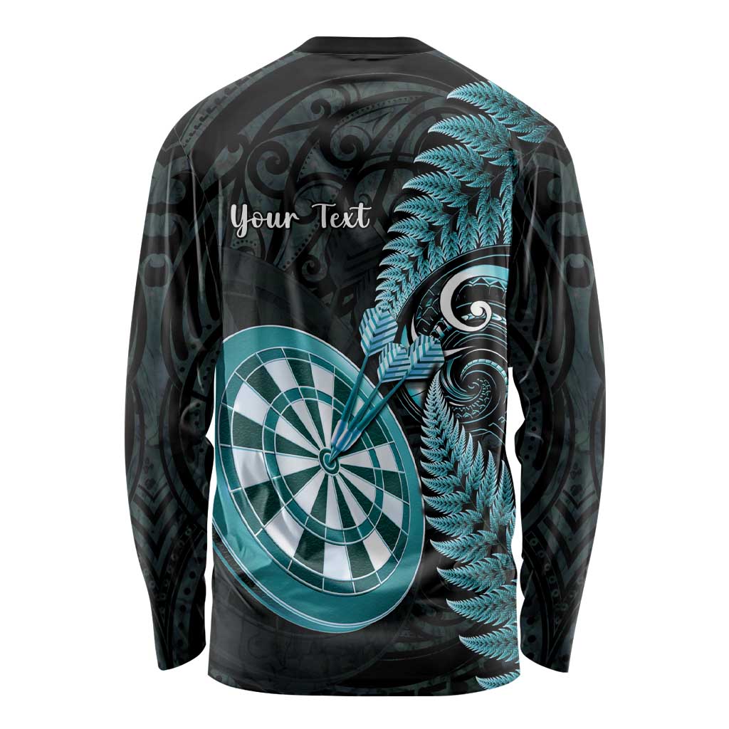 Personalised New Zealand Darts Long Sleeve Shirt Happiness Is A Tight Threesome Maori Paua Shell LT14 - Polynesian Pride