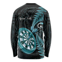 Personalised New Zealand Darts Long Sleeve Shirt Happiness Is A Tight Threesome Maori Paua Shell LT14 - Polynesian Pride