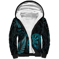 Personalised New Zealand Darts Sherpa Hoodie Happiness Is A Tight Threesome Maori Paua Shell LT14 Unisex Turquoise - Polynesian Pride