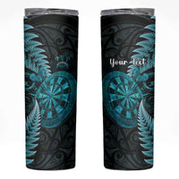 Personalised New Zealand Darts Skinny Tumbler Happiness Is A Tight Threesome Maori Paua Shell LT14 Turquoise - Polynesian Pride