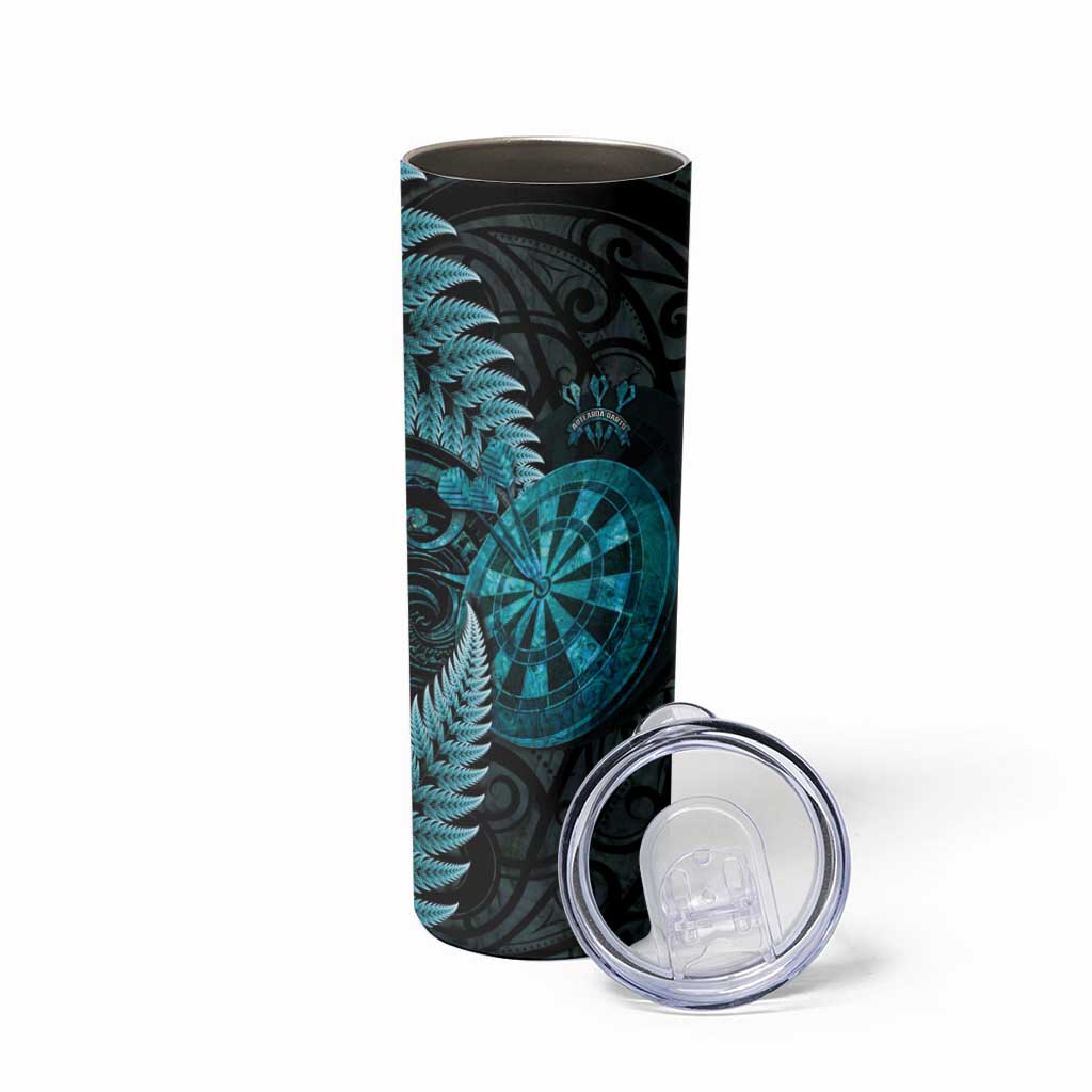 Personalised New Zealand Darts Skinny Tumbler Happiness Is A Tight Threesome Maori Paua Shell LT14 - Polynesian Pride