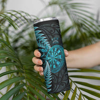 Personalised New Zealand Darts Skinny Tumbler Happiness Is A Tight Threesome Maori Paua Shell LT14 - Polynesian Pride