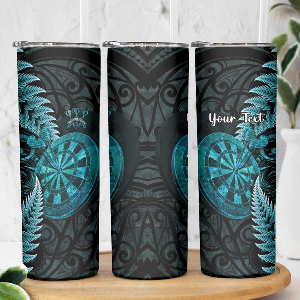 Personalised New Zealand Darts Skinny Tumbler Happiness Is A Tight Threesome Maori Paua Shell LT14 - Polynesian Pride