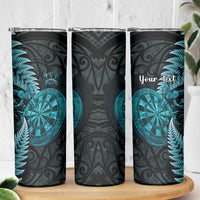 Personalised New Zealand Darts Skinny Tumbler Happiness Is A Tight Threesome Maori Paua Shell LT14 - Polynesian Pride