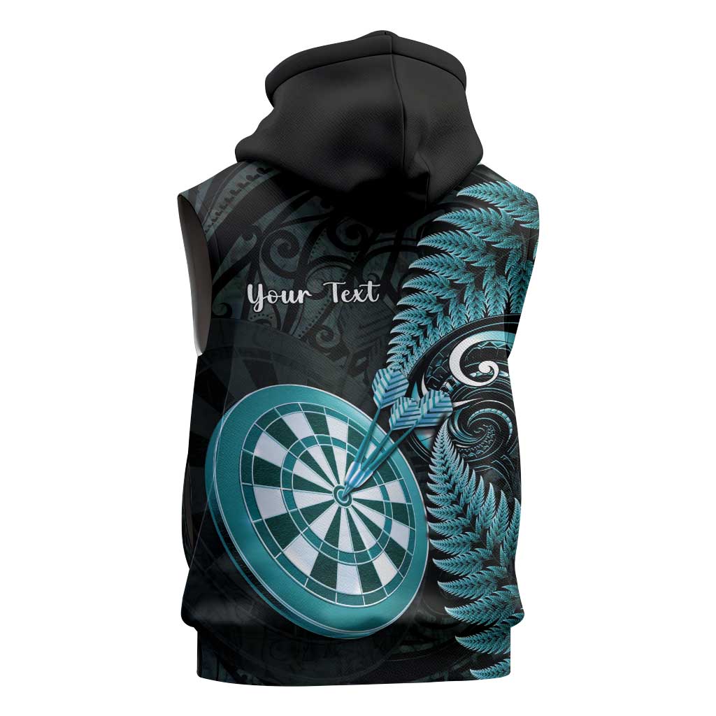Personalised New Zealand Darts Sleeveless Hoodie Happiness Is A Tight Threesome Maori Paua Shell LT14 - Polynesian Pride
