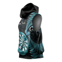 Personalised New Zealand Darts Sleeveless Hoodie Happiness Is A Tight Threesome Maori Paua Shell LT14 - Polynesian Pride