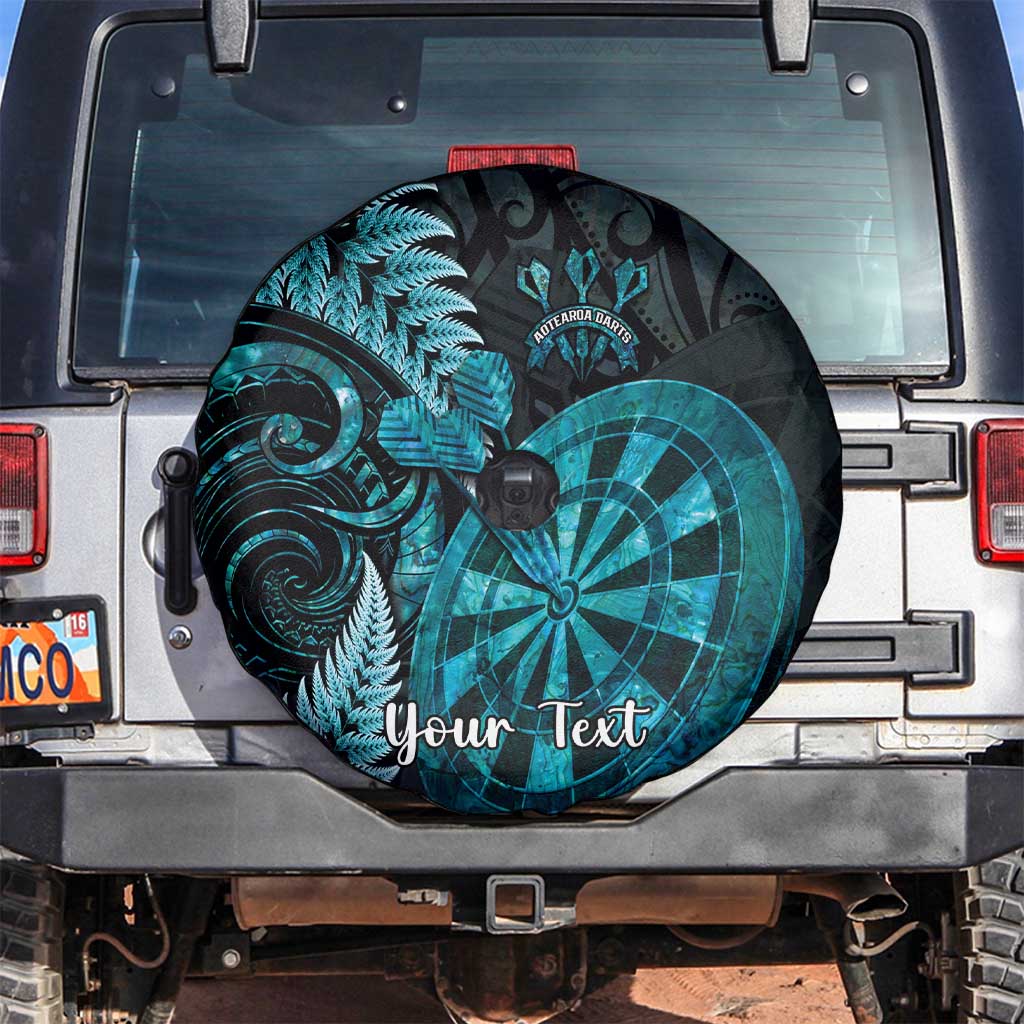 Personalised New Zealand Darts Spare Tire Cover Happiness Is A Tight Threesome Maori Paua Shell LT14 Turquoise - Polynesian Pride