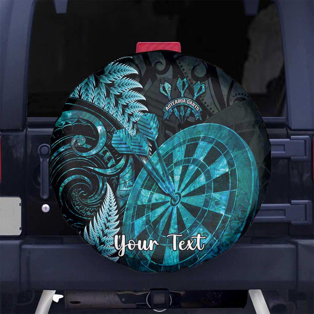 Personalised New Zealand Darts Spare Tire Cover Happiness Is A Tight Threesome Maori Paua Shell LT14 No hole Turquoise - Polynesian Pride