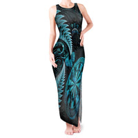Personalised New Zealand Darts Tank Maxi Dress Happiness Is A Tight Threesome Maori Paua Shell LT14 Women Turquoise - Polynesian Pride