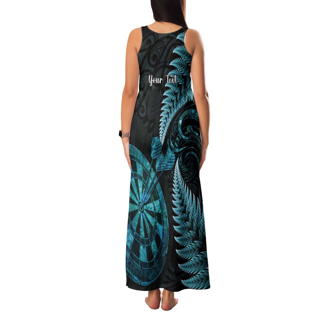 Personalised New Zealand Darts Tank Maxi Dress Happiness Is A Tight Threesome Maori Paua Shell LT14 - Polynesian Pride
