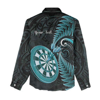 Personalised New Zealand Darts Women Casual Shirt Happiness Is A Tight Threesome Maori Paua Shell