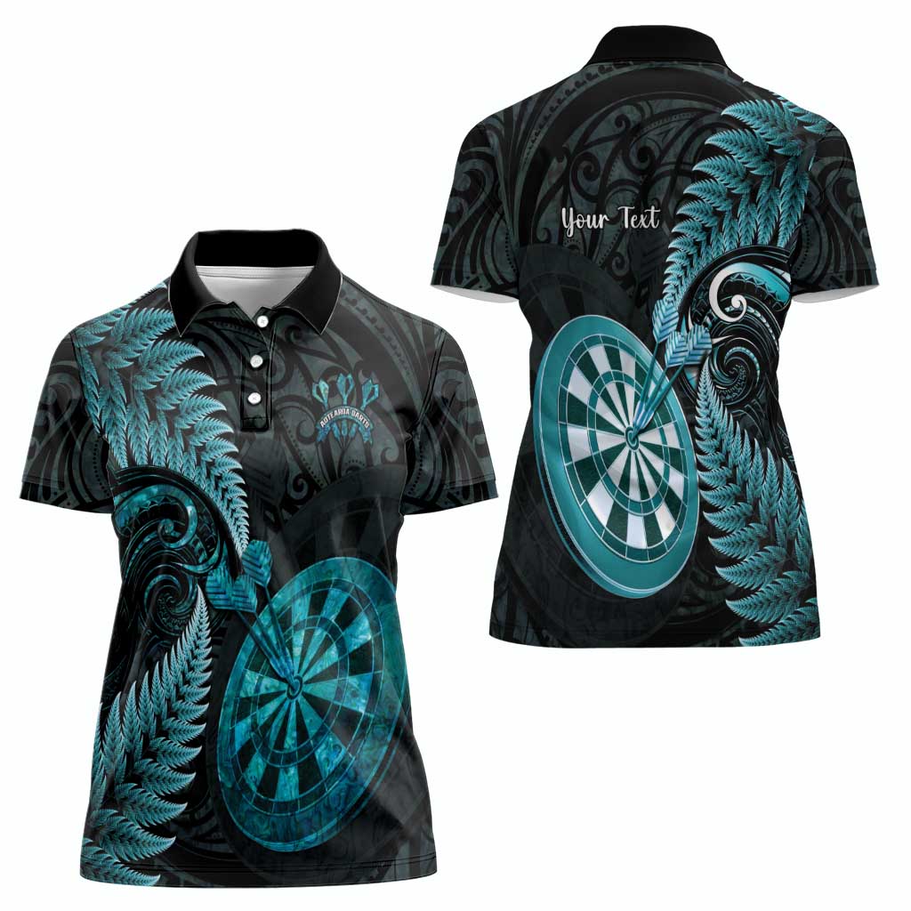 Personalised New Zealand Darts Women Polo Shirt Happiness Is A Tight Threesome Maori Paua Shell LT14 - Polynesian Pride