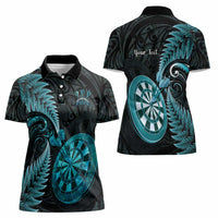 Personalised New Zealand Darts Women Polo Shirt Happiness Is A Tight Threesome Maori Paua Shell LT14 - Polynesian Pride