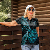 Personalised New Zealand Darts Women Polo Shirt Happiness Is A Tight Threesome Maori Paua Shell LT14 - Polynesian Pride