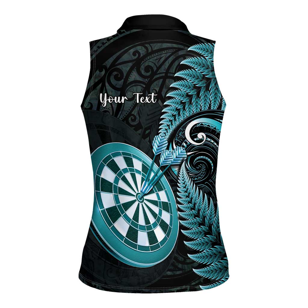 Personalised New Zealand Darts Women Sleeveless Polo Shirt Happiness Is A Tight Threesome Maori Paua Shell LT14 - Polynesian Pride