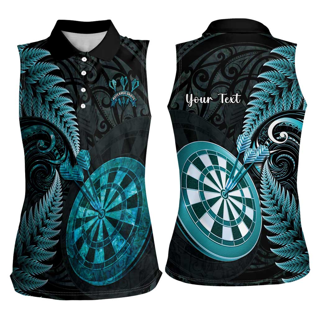 Personalised New Zealand Darts Women Sleeveless Polo Shirt Happiness Is A Tight Threesome Maori Paua Shell LT14 - Polynesian Pride