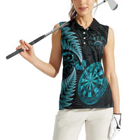 Personalised New Zealand Darts Women Sleeveless Polo Shirt Happiness Is A Tight Threesome Maori Paua Shell LT14 - Polynesian Pride