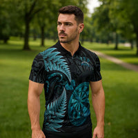 Personalised New Zealand Darts Zipper Polo Shirt Happiness Is A Tight Threesome Maori Paua Shell LT14 - Polynesian Pride