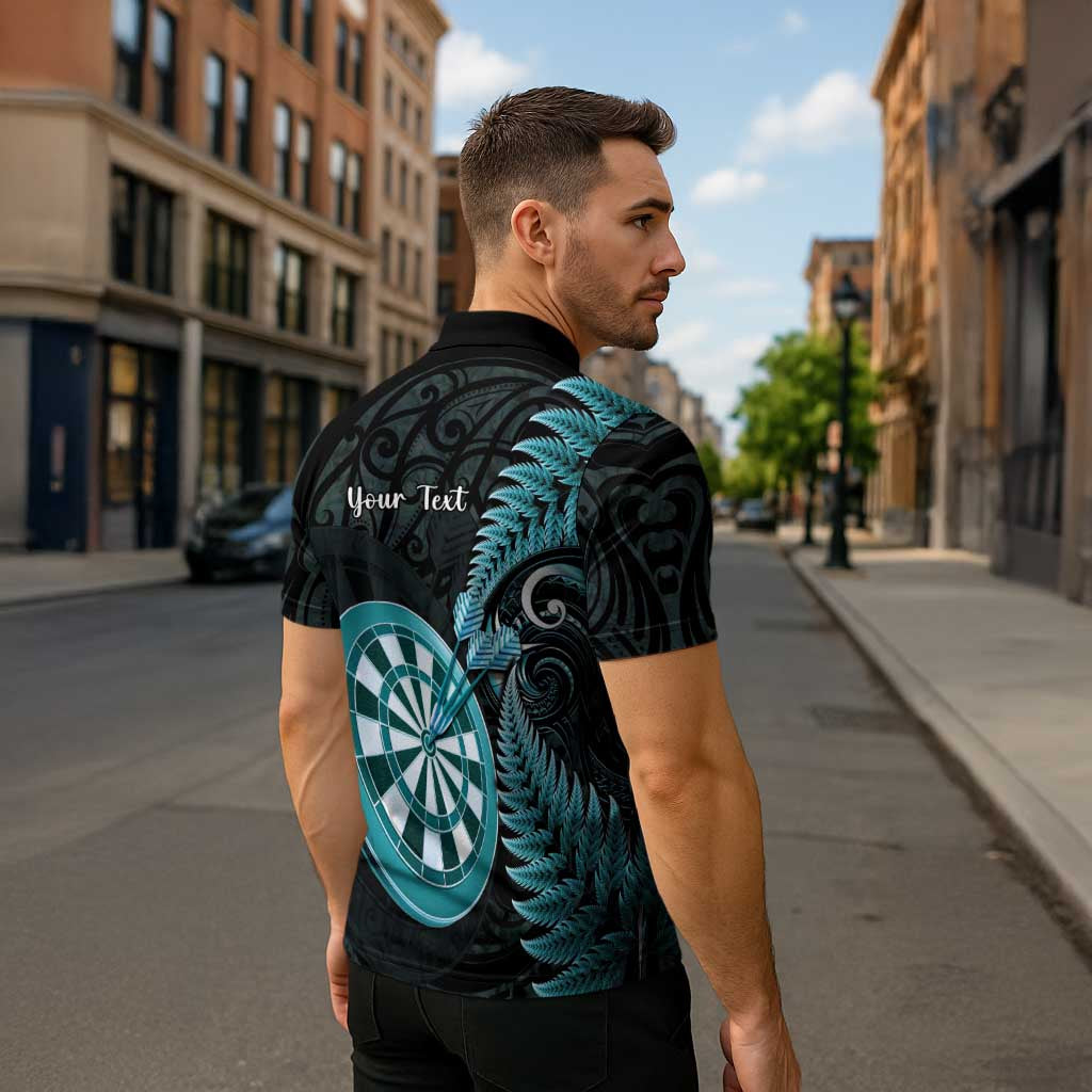 Personalised New Zealand Darts Zipper Polo Shirt Happiness Is A Tight Threesome Maori Paua Shell LT14 - Polynesian Pride
