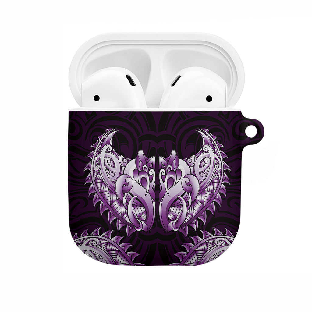 New Zealand Ta Moko AirPods Case Aotearoa Maori Chest Tattoo Purple LT14 Purple - Polynesian Pride