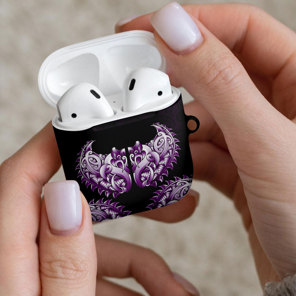 New Zealand Ta Moko AirPods Case Aotearoa Maori Chest Tattoo Purple